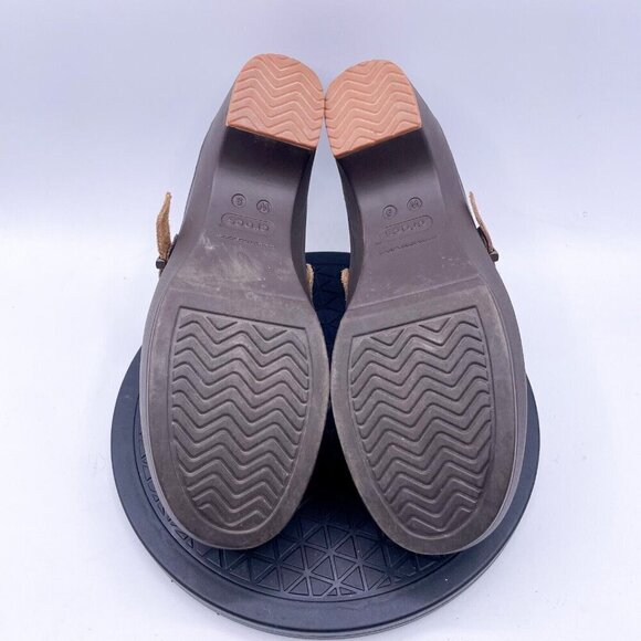 Crocs Brown Sarah Clog Womens 9 Heel Dual Comfort Mules Suede Leather Strap Shoe - Picture 8 of 9